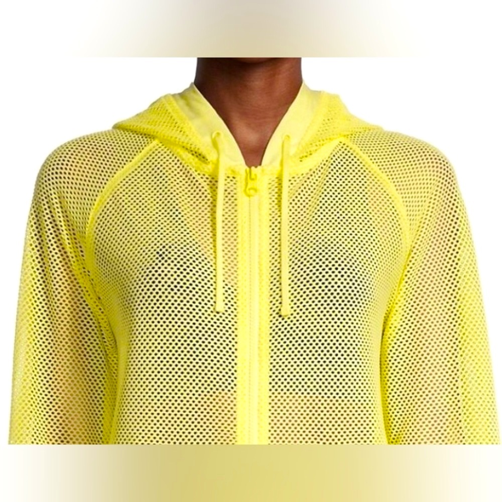 Blanc Noir Neon Yellow Mesh Cropped Swim Coverup